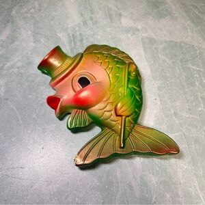 Vintage 1960’s Miller Studios Anthropomorphic Green Fish Chalkware Kissing Fish